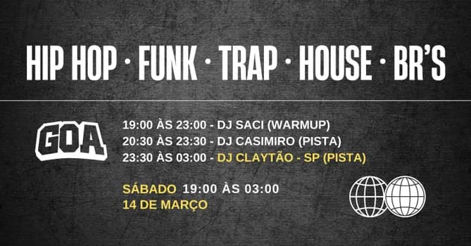Imagem do BAILE HIP HOP | FUNK | TRAP | HOUSE | BRS - GOA