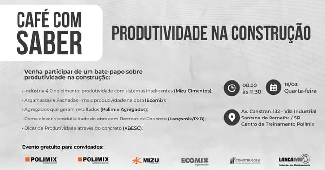 Imagem do Café com Saber - Produtividade na construção 2026