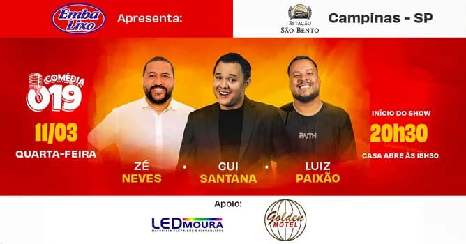 Imagem do COMÉDIA 019 - Luiz Paixão, Zé Neves e GUI SANTANA!