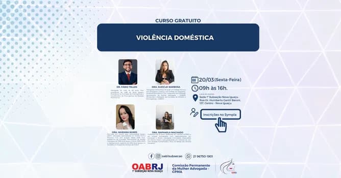 Imagem do CURSO GRATUITO | VIOLÊNCIA DOMÉSTICA - 20/03