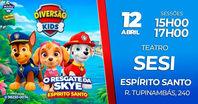 Imagem do *DIVERSÃO O RESGATE DA SKYE AO VIVO* 12 DE ABRIL*