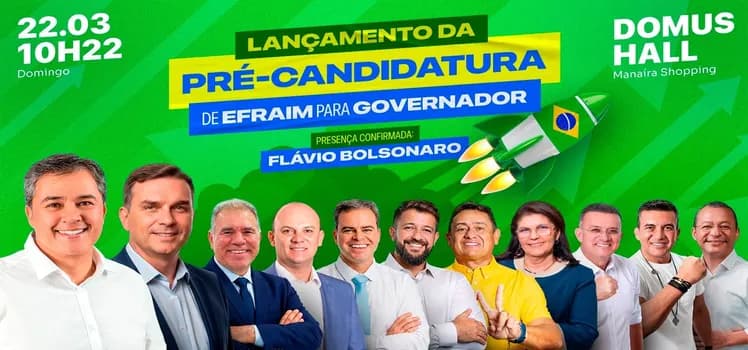 Imagem do Efraim Filho e Flávio Bolsonaro em João Pessoa