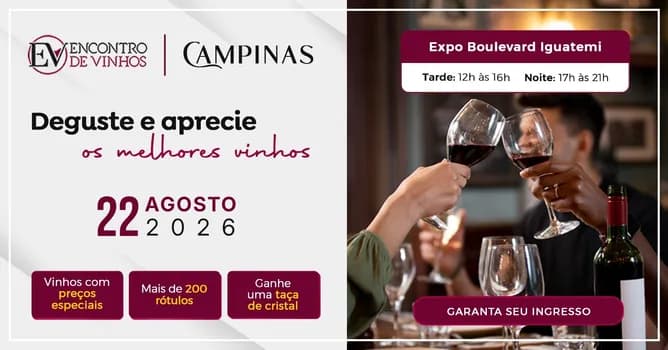 Imagem do Encontro de Vinhos Campinas - Agosto