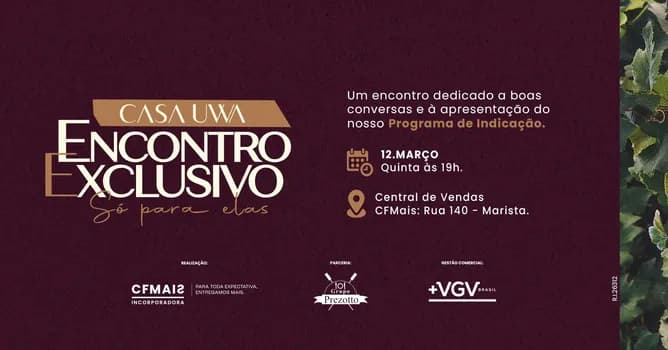 Imagem do Encontro Exclusivo Casa Uvva | Só para elas