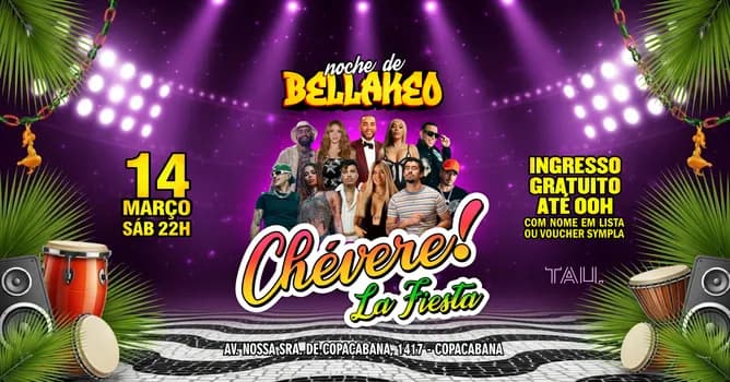 Imagem do Fiesta Latina ¡CHÉVERE! | Sábado 14 março | Copacabana