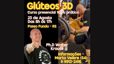 Gluteos 3D - Curso PRESENCIAL 100% PRATICO em Passo Fundo