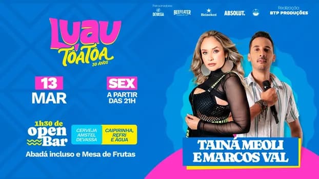 Imagem do LUAU TÔA TÔA - 13/03/2026 - SEXTA-FEIRA