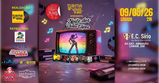 Imagem do NOITE DOS VÍDEOS CLIPS ESPECIAL DIA DAS MÃES