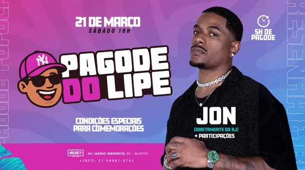 Imagem do PAGODE DO LIPE | 21 de MARÇO | RUST MUSIC BAR