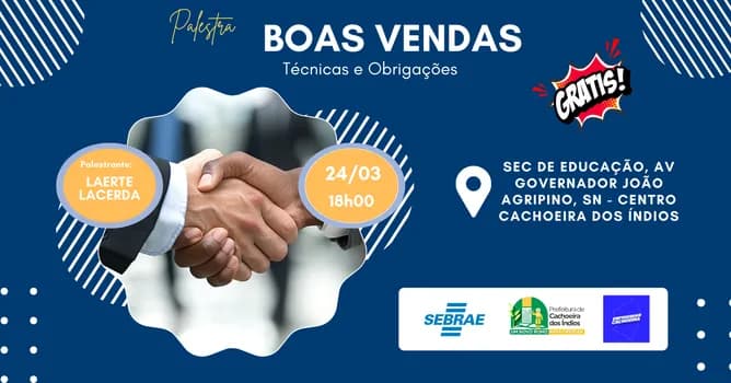 Imagem do Palestra BOAS VENDAS - Técnicas e Obrigações