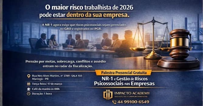 Imagem do PALESTRA GRATUITA SOBRE A NOVA NR1