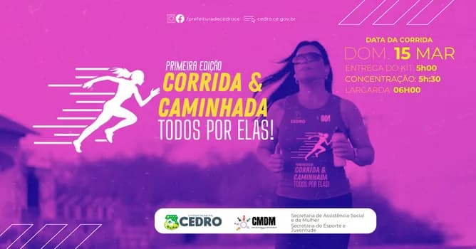 Imagem do PRIMEIRA EDIÇÃO: CORRIDA & CAMINHADA TODOS POR ELAS!