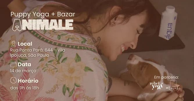 Imagem do Puppy Yoga + Bazar Beneficente | Instituto Animale