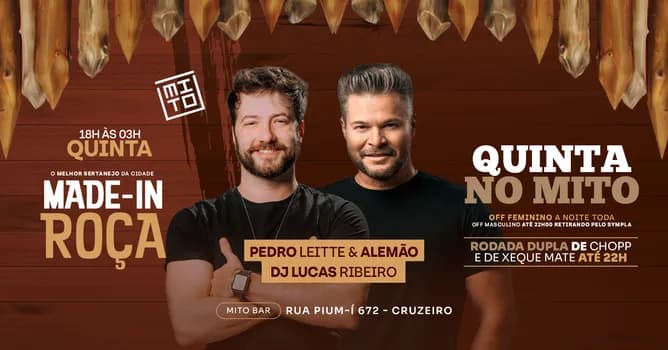 Imagem do QUINTA  no MITO - MADE IN ROÇA  | 19-03| 18h