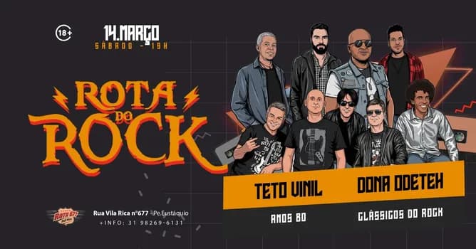 Imagem do ROTA DO ROCK |TETO VINIL & DONA ODETEH|14/03 |19H