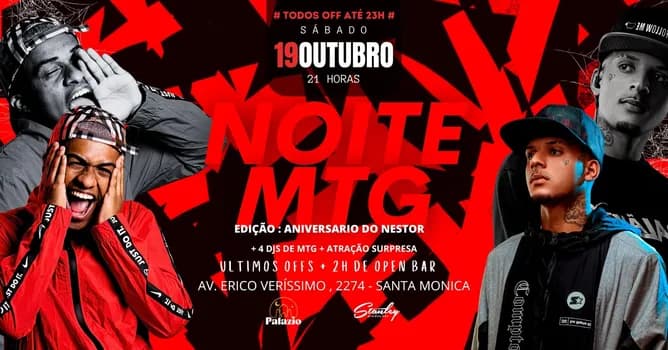 Imagem do SABADO - NOITE DO MTG  | MC DENNIN + DJ VIANA + 4 DJS MTG