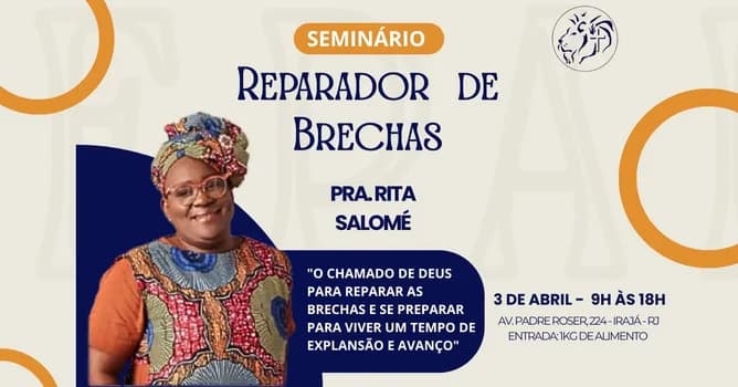Imagem do SEMINÁRIO: REPARADOR DE BRECHAS - PRA. RITA SALOMÉ