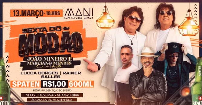 Imagem do *SEXTA DO MODÃO* JOÃO MINEIRO E MARCIANO MENDES
