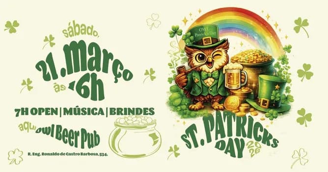 Imagem do St. Patricks OWL 2026 | 7h Open Bar