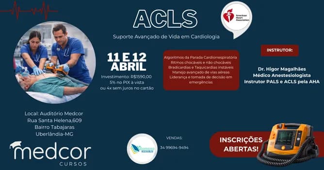 Imagem do SUPORTE AVANÇADO DE VIDA EM CARDIOLOGIA - ACLS