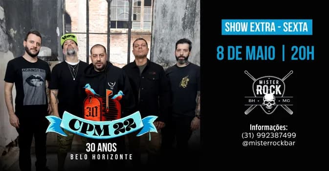 Imagem do 08/05 - CPM 22 em Belo Horizone - Turnê Especial de 30 anos - SHOW EXTRA