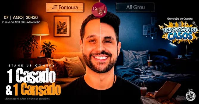 Imagem do 1 CASADO & 1 CANSADO com JT FONTOURA e ALI GRAU/ STAND UP COMEDY em CURITIBA