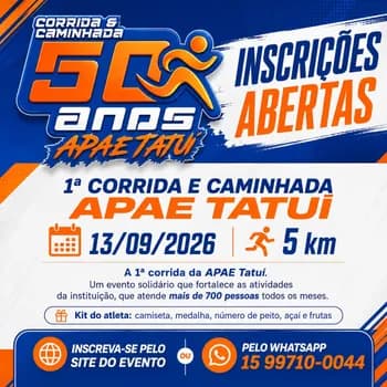 1ª CORRIDA E CAMINHADA APAE TATUI SP em Tatuí
