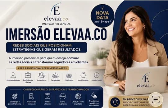 Imagem do 1ª Imersão Presencial Elevaa.co | Redes Sociais para Nutricionistas