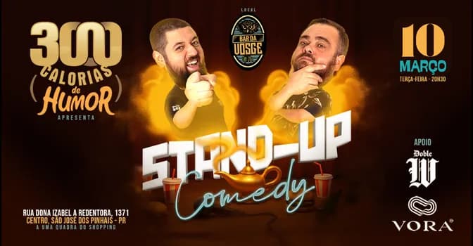 Imagem do 10/03 - 3000 Calorias de Humor no Bar da Vosge - Show de Stand-up Comedy em São José dos Pinhais
