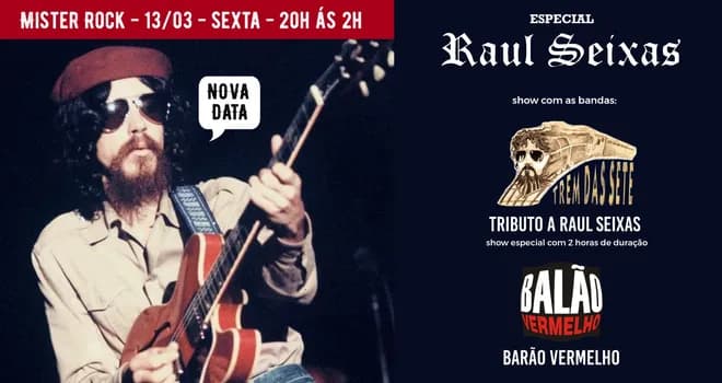 Imagem do 13/03 - Especial Raul Seixas: Show Especial de 2 horas com Trem das Sete (Raul Seixas) e Balão