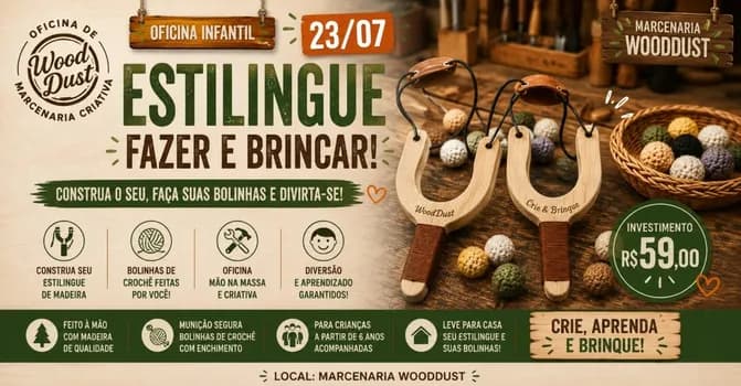 Imagem do 14hs Estilingue: Fazer e Brincar | Oficina de Marcenaria Infantil | 23/07 - Evento Cancelado