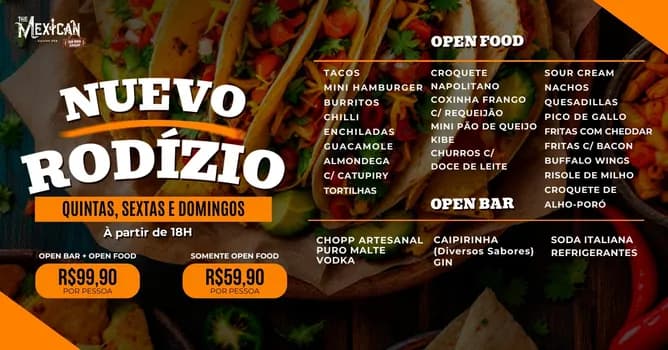 Imagem do 18H QUINTA | RODÍZIO OPEN BAR + OPEN FOOD COMPLETO | Com DJs