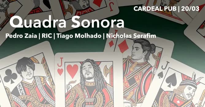 Imagem do 20/03 - QUADRA SONORA | Pedro Zaia | RIC | Tiago Molhado | Nicholas Serafim - CARDEAL PUB