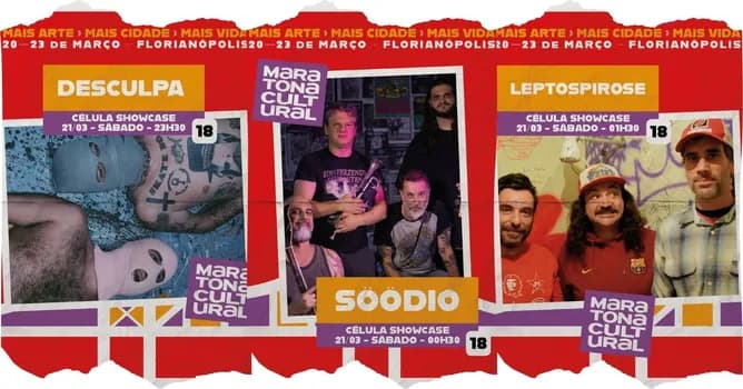Imagem do 21/03 (SAB) #MARATONACULTURAL : Desculpa, Söödio e Leptospirose