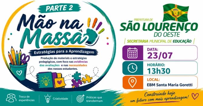Imagem do 23/07 - Vespertino: Oficinas Pedagógicas na EBMSMG