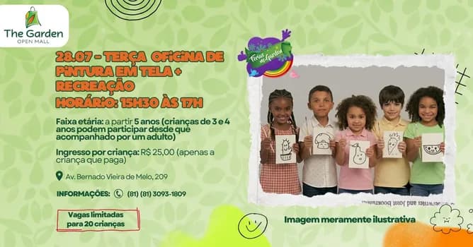 Imagem do 28/07 (terça) - Oficina de Pintura em Tela + brincadeiras com a Recrearte