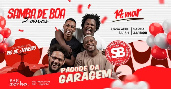 Imagem do 3 ANOS DO SAMBA DE BOA COM PAGODE DA GARAGEM DO RIO DE JANEIRO