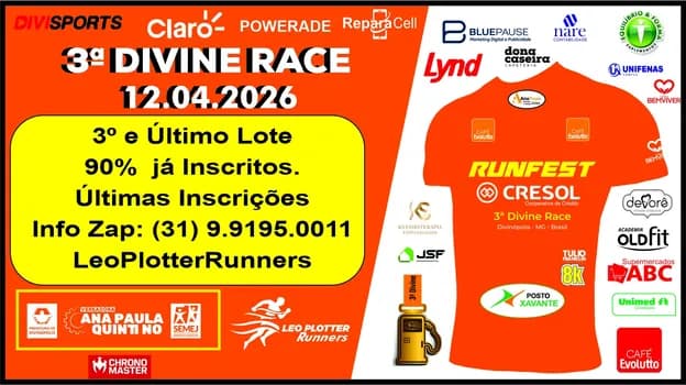 Imagem do 3a Divine Race - Inscrição dá Direito a Camisa + Medalha + Show + Sorteio Brindes Top + Pódio