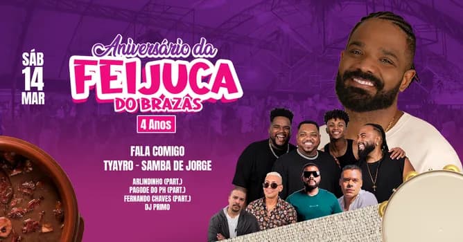 Imagem do 4 Anos Feijuca do Brazas com Arlindinho, Tyayro, Fala Comigo, PH e Fernando Chaves | 14.03