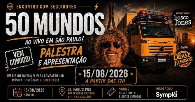 Imagem do 50 Mundos Ao Vivo - Bate Papo, Palestra e Show