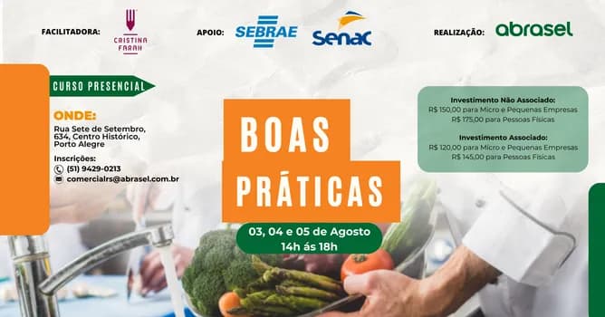 Imagem do ABRASEL | BOAS PRÁTICAS EM COMÉRCIO DE ALIMENTOS - 03/08 À 05/08