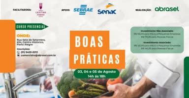 ABRASEL | BOAS PRÁTICAS EM COMÉRCIO DE ALIMENTOS - 03/08 À 05/08 em Porto Alegre