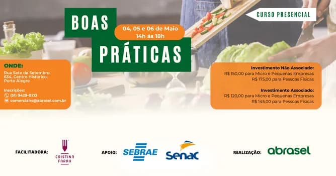 Imagem do ABRASEL | BOAS PRÁTICAS EM COMÉRCIO DE ALIMENTOS - 04/05 À 06/05