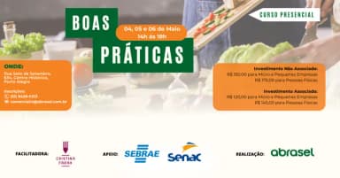 ABRASEL | BOAS PRÁTICAS EM COMÉRCIO DE ALIMENTOS - 04/05 À 06/05 em Porto Alegre
