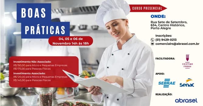 Imagem do ABRASEL | BOAS PRÁTICAS EM COMÉRCIO DE ALIMENTOS - 04/11 À 06/11