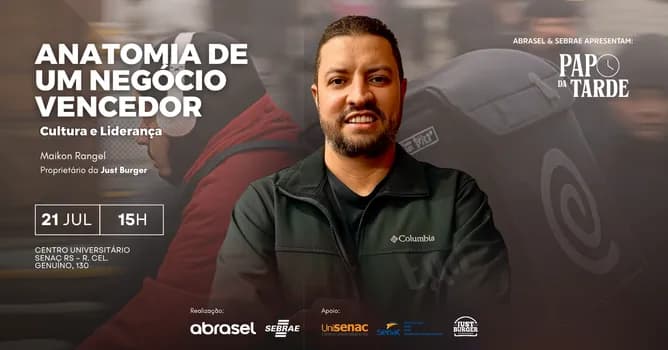 Imagem do ABRASEL & SEBRAE|21/07| Case Just Burguer