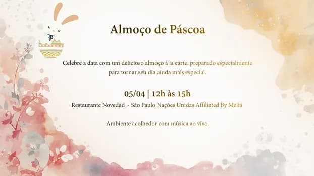 Imagem do Almoço de Páscoa São Paulo Nações Unidas Affiliated By Meliá