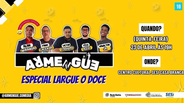 Imagem do ARMENGUE - STAND UP COMEDY - ESPECIAL LARGUE O DOCE na CBX (Cidade baixa)