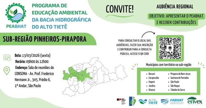 Imagem do Audiência Regional PEABHAT - Sub-região Pinheiros-Pirapora