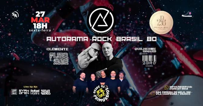 Imagem do AUTORAMA ROCK BRASIL 80: CLEMENTE (PLEBE RUDE) & GUILHERME ISNARD (BANDA ZERO) @ PRAÇA 256 dia 27.03